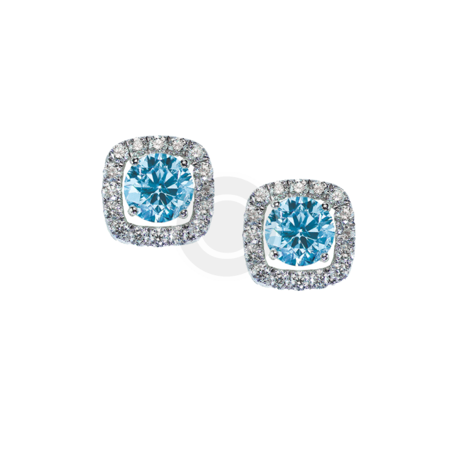 White Goud Ring Earrings in Topaz and Diamond