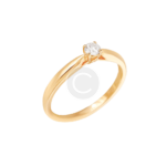 Yellow Goud Engagement Ring in White Diamond