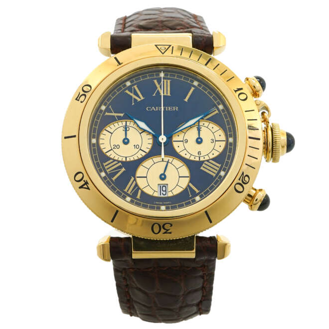 Cartier Pasha 38 0906 1 Chronograph *Blue Dial* - Inventory 5286